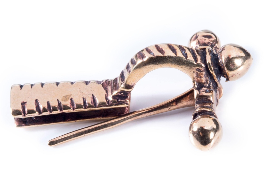 [fb66] Römische Zwiebel-Fibel „Darius“ aus Bronze – Spätantike Gewandschließe 4,6 cm