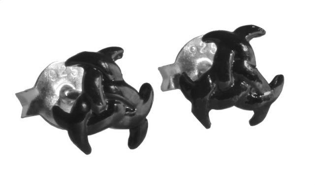 Ohrstecker NUADA aus 925er Silber 7 mm – Keltische Triskele Tribal Schwarz