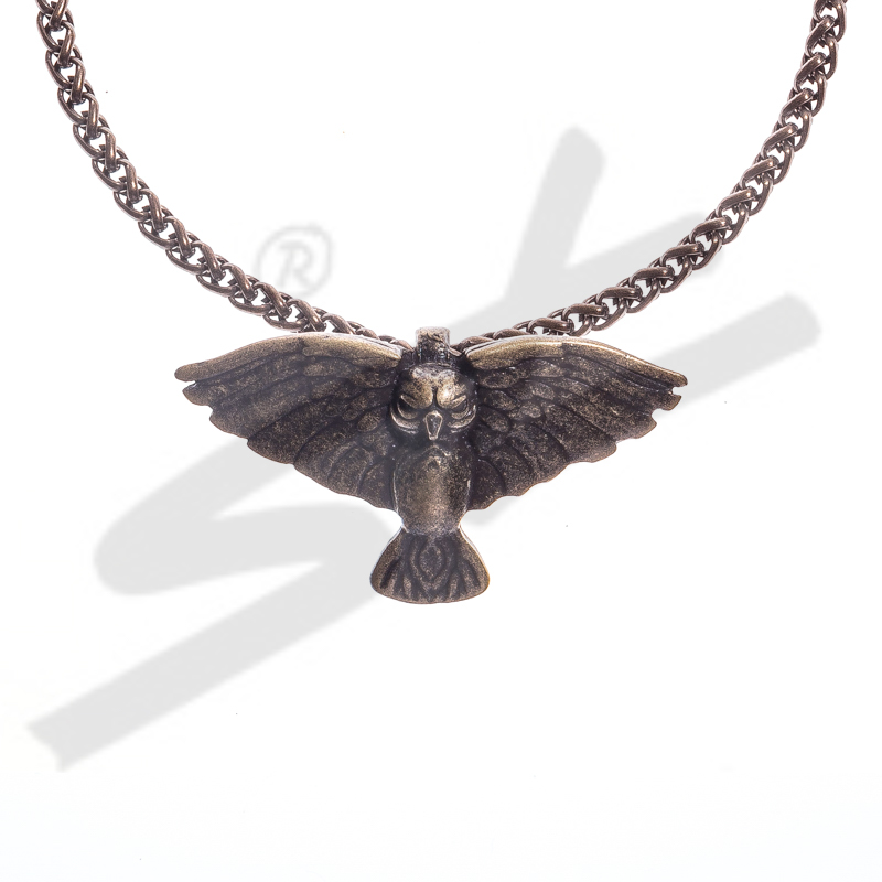 Halskette „Eule Rosmerta“ – Altmessingfarbener Anhänger der keltischen Weisheit