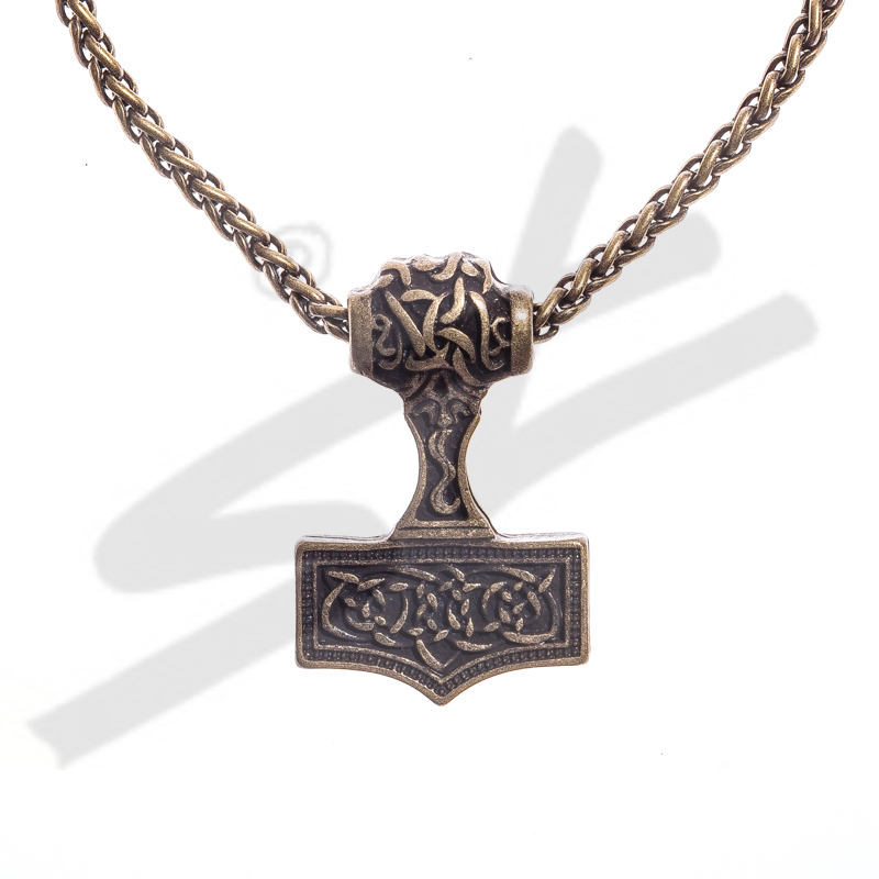 Halskette Thor-Hammer , altmessingfarben