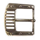 Steampunk Gürtelschließe „Power“ messingfarben – Dornschließe im mechanischen Design für 4 cm Gürtel