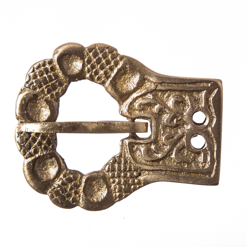 [B663-2] Gürtelschließe „Eicheln“ aus Messing – Mittelalterliche Schnalle für 2 cm Riemen
