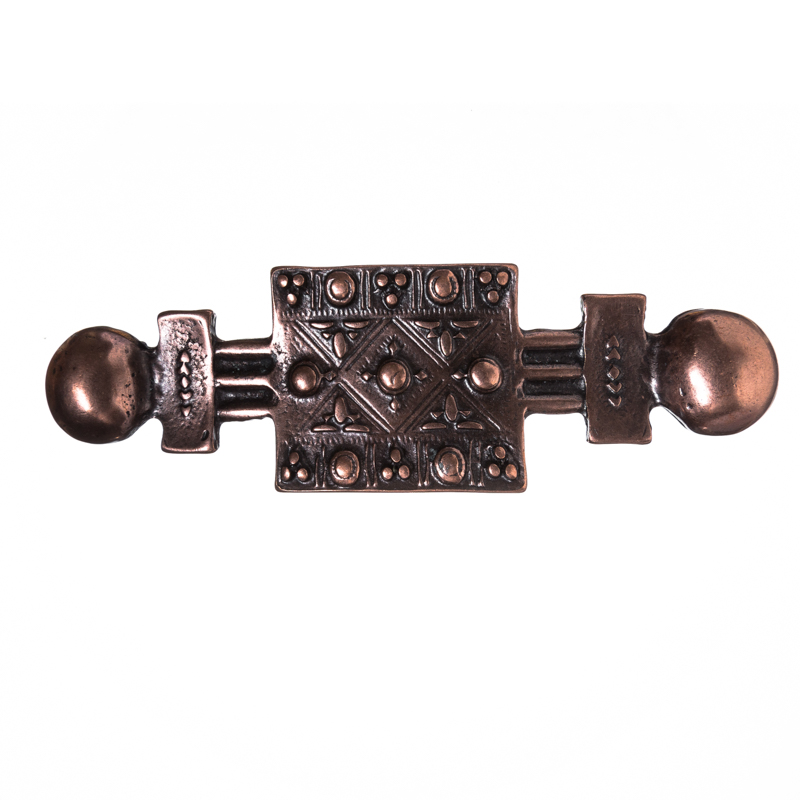 Kimbern Gürtelschließe kupferfarben – Replik 135 mm für 3 cm Gürtel im keltisch-germanischen Stil