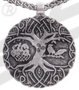 Anhänger Yggdrasil mit Hugin & Munin und Sleipnir – silberfarbener Weltenbaum aus Zamak 