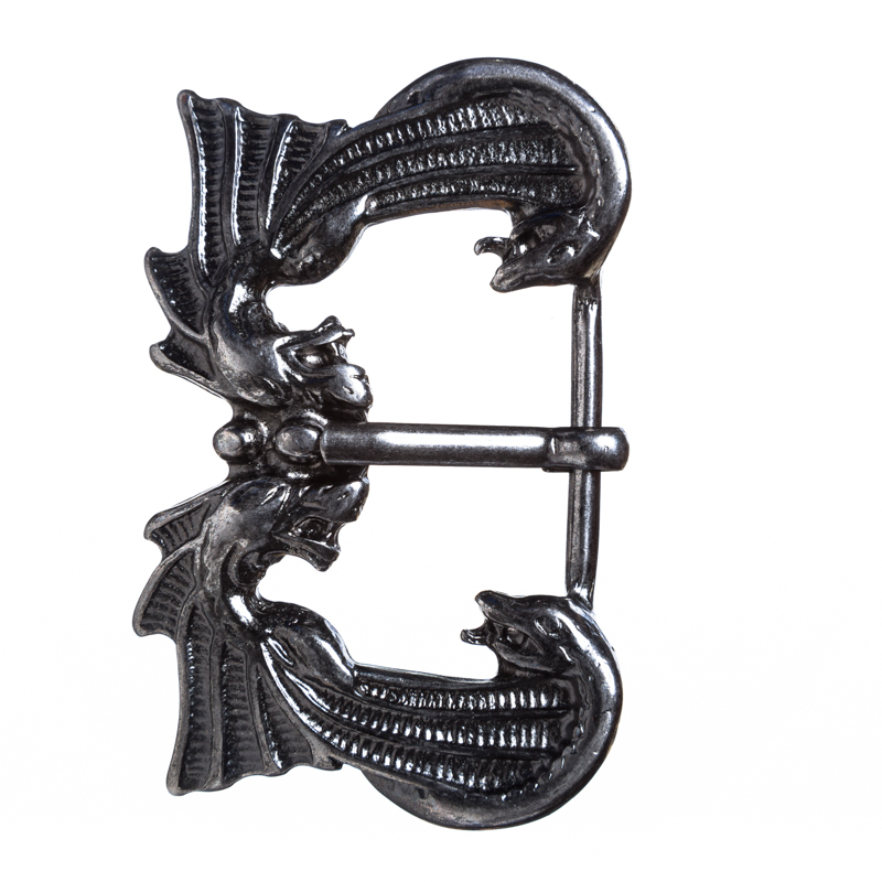 Drachenkuss-Gürtelschließe in Eisenoptik – Fantasy-Schnalle für 3,5 cm Riemen
