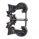 Drachenkuss-Gürtelschließe in Eisenoptik – Fantasy-Schnalle für 3,5 cm Riemen