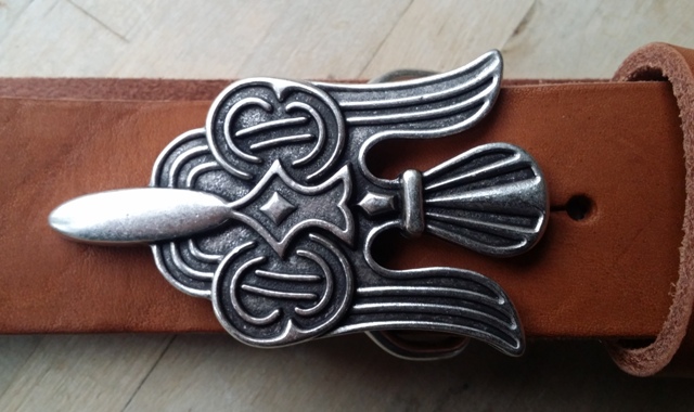 Keltische Gürtelschließe Adler silberfarben – Wikinger Schließe 80 mm für 4 cm Riemen