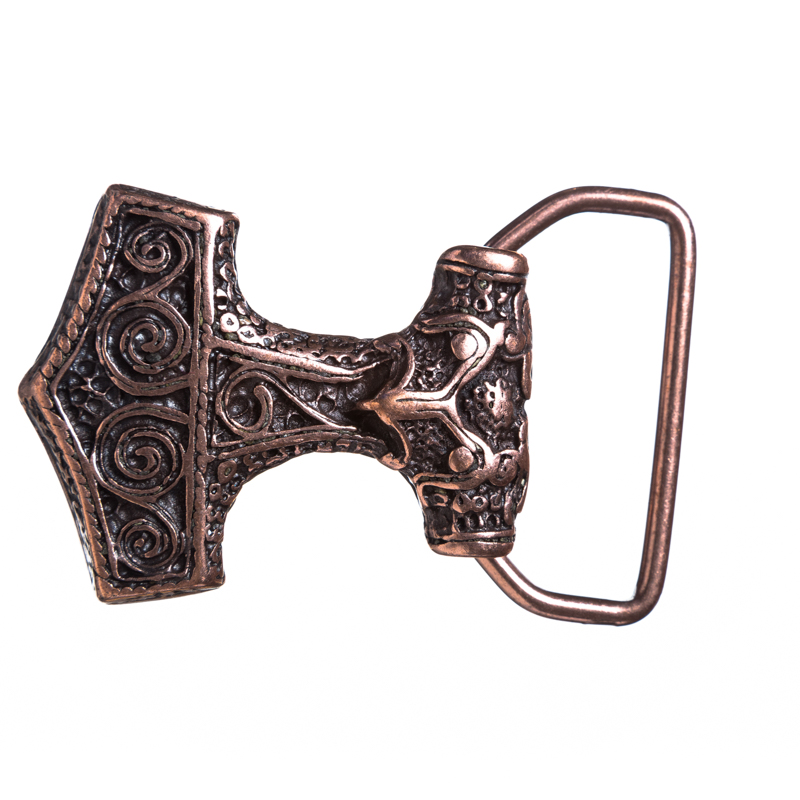 [B626-4] MJÖLNIR kupferfarben – Thorhammer-Gürtelschließe mit Spiralmuster für 4 cm Gürtel
