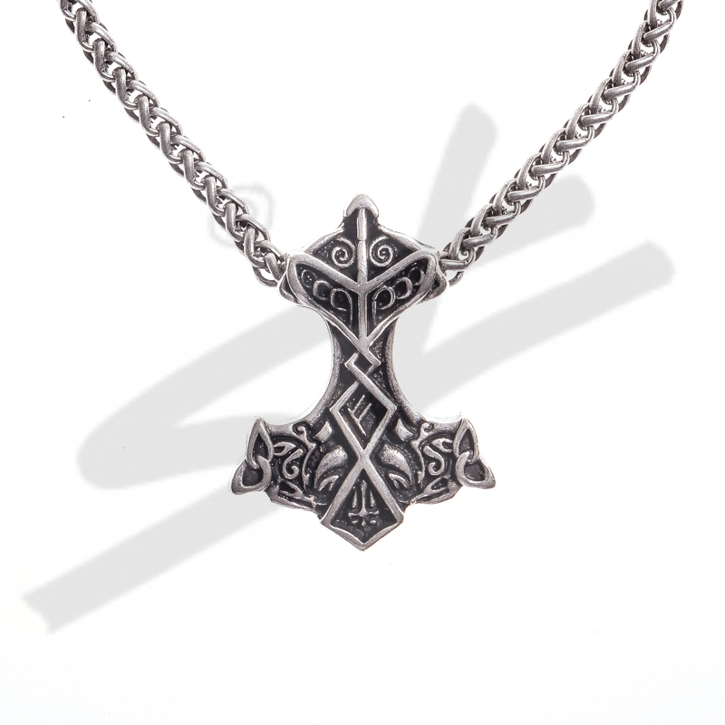 Halskette Thor-Hammer , silberfarben