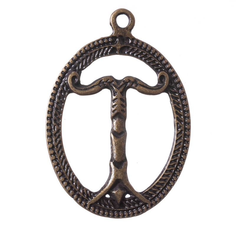 [P-5164-21] Irminsul Anhänger altmessingfarben – Germanisches Weltsäulen-Symbol aus Zamak 