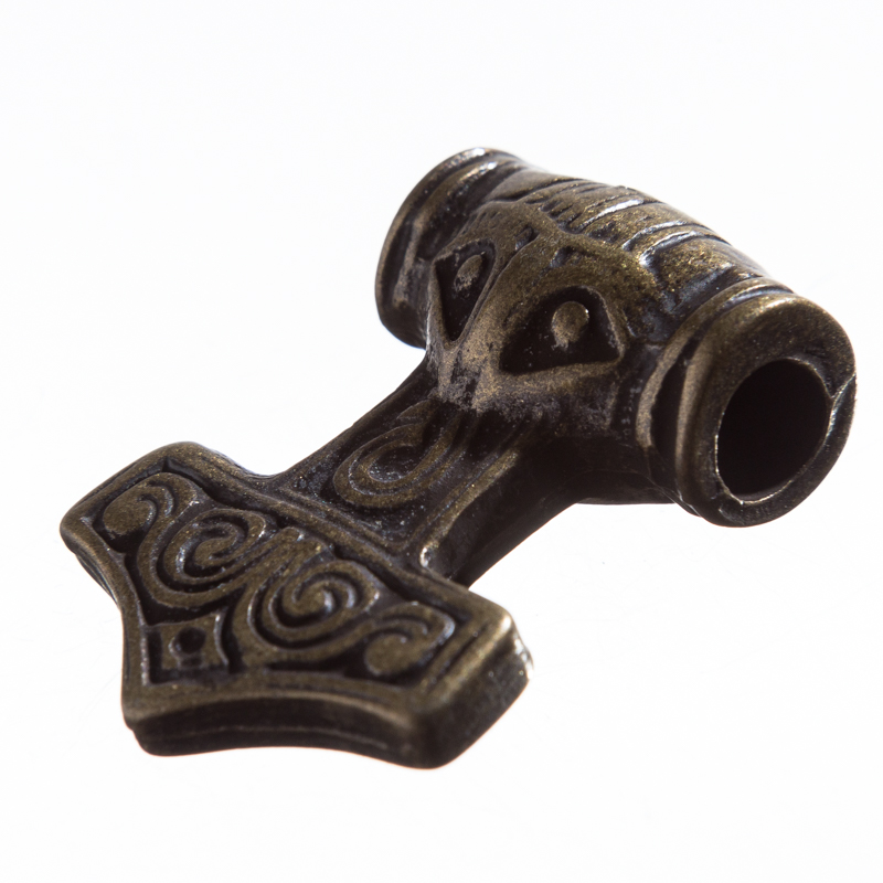 [P-5172-21] Thors Hammer Anhänger altmessingfarben – Schwerer Wikinger-Talisman aus Zamak