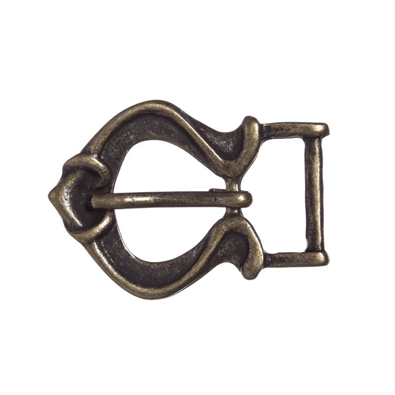 Douglas Mittelalter-Schließe in Altmessing – Schmale Dornschließe für 2 cm Riemen 