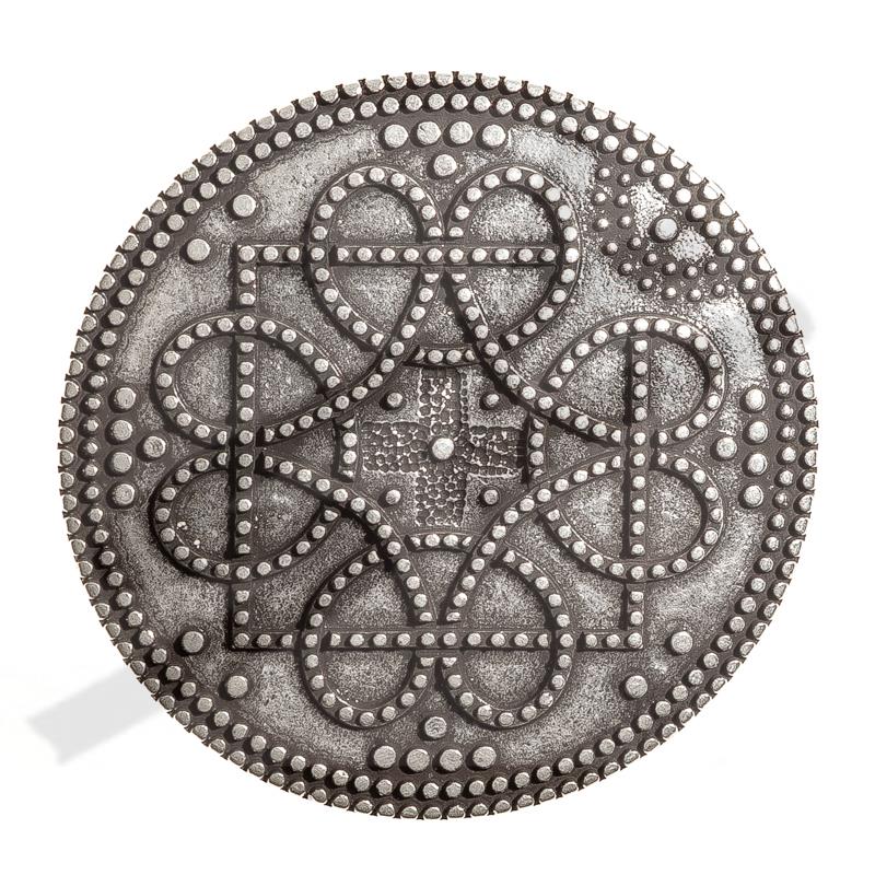 Birka Gürtelschließe silberfarben – Runde Mittelalter-Schnalle mit aufgelöteter Kugeloptik für 4 cm Gürtel