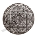 Birka Gürtelschließe silberfarben – Runde Mittelalter-Schnalle mit aufgelöteter Kugeloptik für 4 cm Gürtel