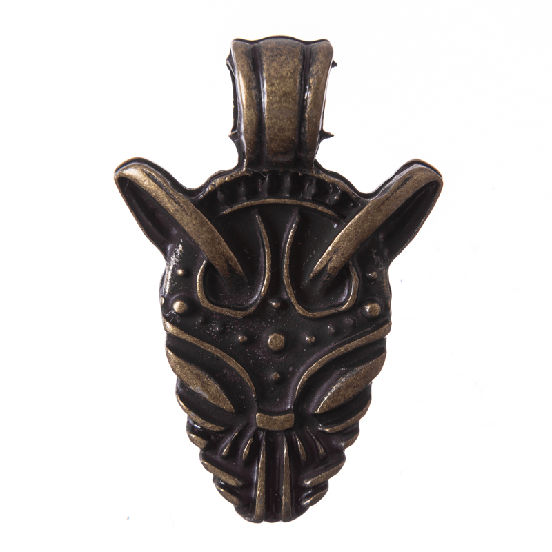 Anhänger Fenrir – Altmessingfarbener nordischer Wolfsanhänger aus Zamak 35 mm