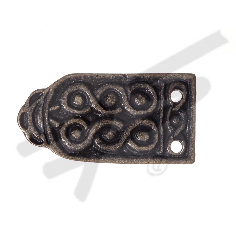 altmessingfarbene Mittelalter-Gürtelspitze Wellen 3cm
