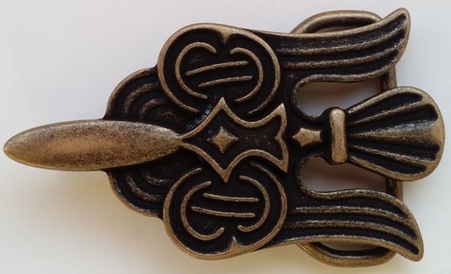 Keltische Gürtelschließe Adler altmessing – Wikinger Schließe 80 mm für 4 cm Gürtel