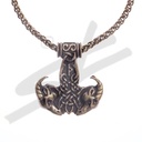 Halskette Thor-Hammer mit Ziegenköpfen , altmessingfarben