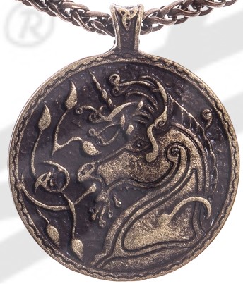 Keltisches Einhorn Anhänger altmessingfarben – Beidseitiger Fantasy-Schmuck aus Zamak