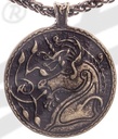 Keltisches Einhorn Anhänger altmessingfarben – Beidseitiger Fantasy-Schmuck aus Zamak