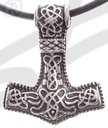 Kleiner Thor-Hammer Anhänger silberfarben – Mjölnir mit keltischen Verzierungen aus Zamak
