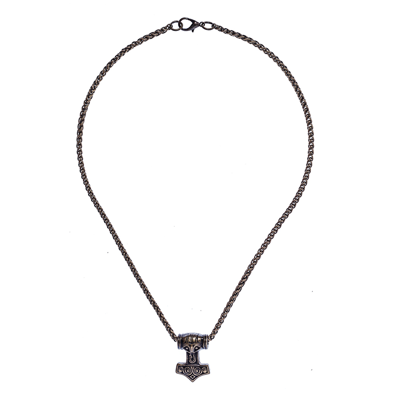 [PK-5172-21] Halskette „Malmer des Thor“ – Altmessingfarbener Thorhammer-Anhänger