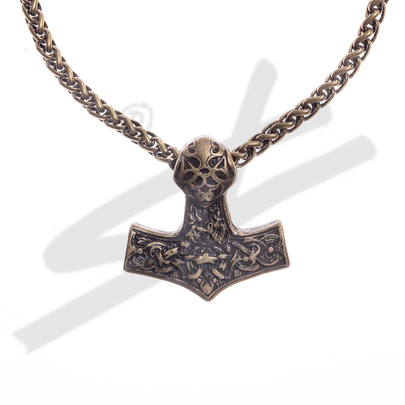 Halskette Thor-Hammer , altmessingfarben