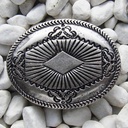 Machu silberfarben – Azteken-inspirierte Gürtelschließe im Ethnostil für Gürtel bis 4 cm