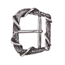 Dragonskin Gürtelschließe in Silberoptik – Schuppenschließe für 2,5 cm Riemen im Drachenstil