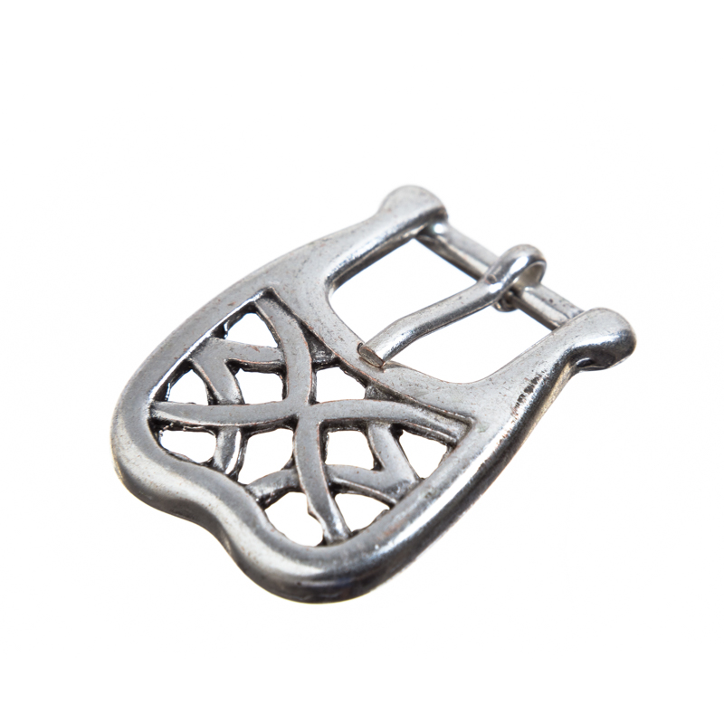 Silberfarbene Flecht-Schließe – Filigrane Mittelalter-Schnalle für 15 mm Riemen