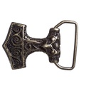MJÖLNIR altmessingfarben – Thorhammer-Gürtelschließe im Wikingerstil für 4 cm Gürtel