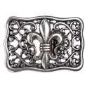 Gürtelschließe Lilli silberfarben – 4 cm Schnalle mit Fleur-de-Lys & filigranem Rankenornament