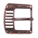 Steampunk Gürtelschließe „Power“ kupferfarben – Dornschließe im technischen Retrodesign für 4 cm Gürtel