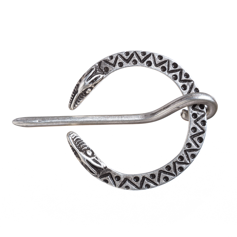 [A-5252-1] Wikinger-Fibel LOKI silberfarben – Massive ZAMAK-Gewandschließe für Reenactment & LARP