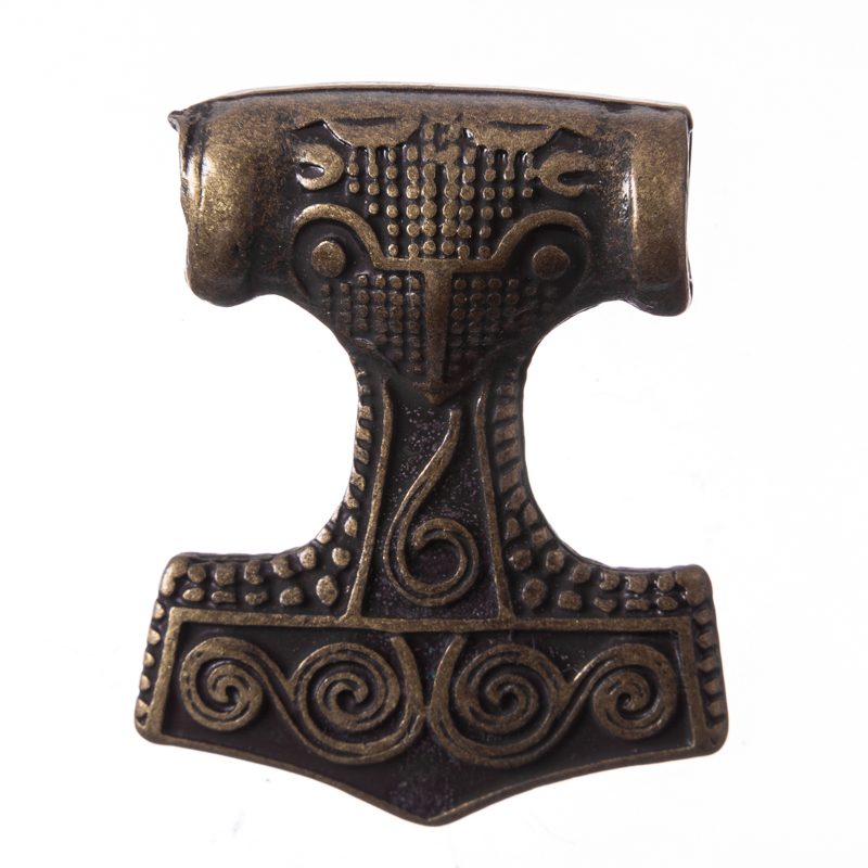 [P-5171-21] Schonenhammer Anhänger altmessingfarben – Historischer Thorhammer aus Zamak