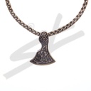 Halskette „Mittelalter Breit-Axt“ – Altmessingfarbener Anhänger mit doppelseitigem Muster