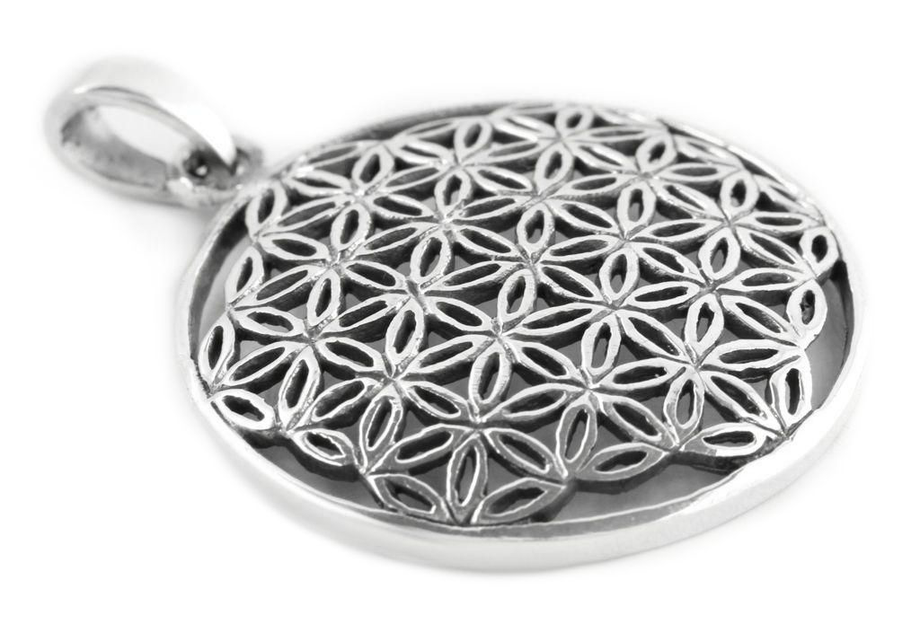 Schmuck-Anhänger FLORY Ø 2,6 cm – Blume des Lebens Amulett aus 925er Silber für Energie & Harmonie