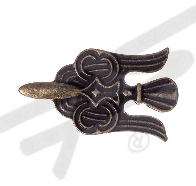 [N-029-21] große Niete 'Wikinger Rabe', messingfarben