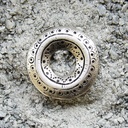 Ringniete – Silberfarbener, verzierter Zierbeschlag im Ringdesign