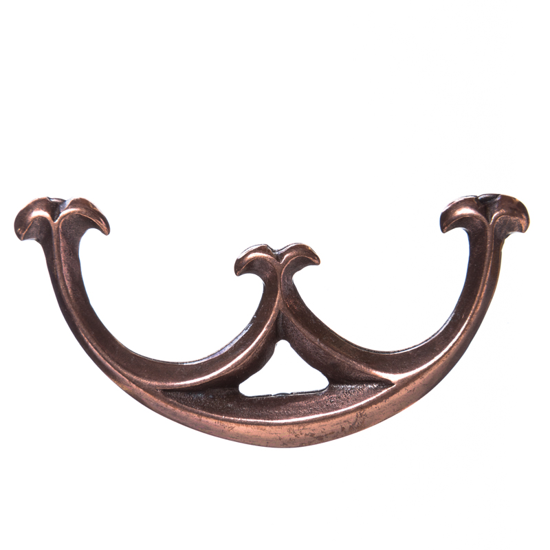 [T-628-4] Kleiner Taschenbeschlag kupferfarben – 57 mm Mittelalter-Zierbeschlag mit Lilienmotiv für LARP & Reenactment