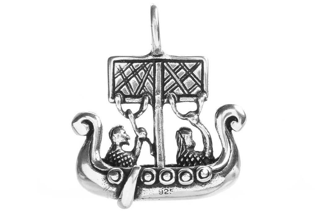 Anhänger TURID Wikingerschiff aus Silber – Drachenboot Amulett 2,8 cm