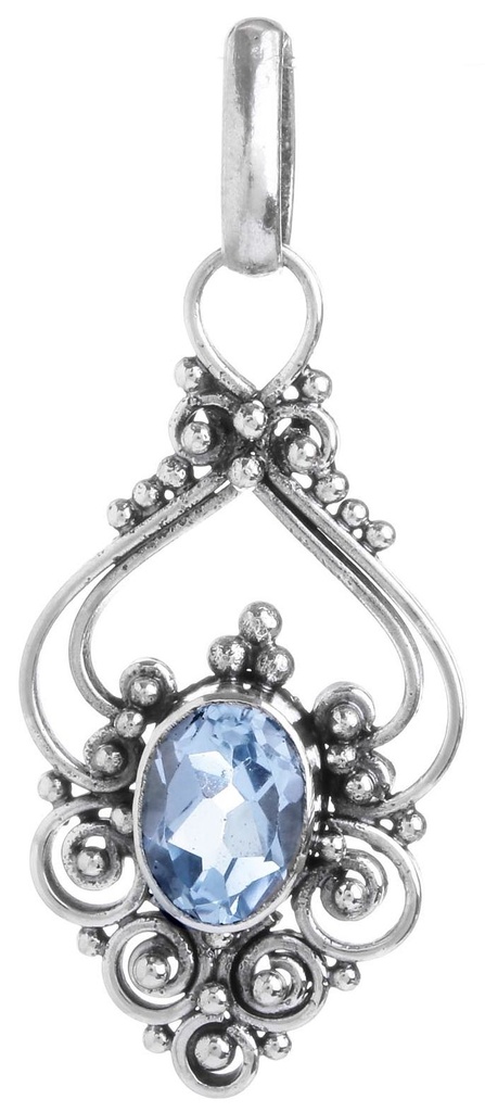 Schmuck Anhänger Salia mit Topas 3,3 cm – Silber 925 – Mystisches Amulett für Klarheit und innere Kraft