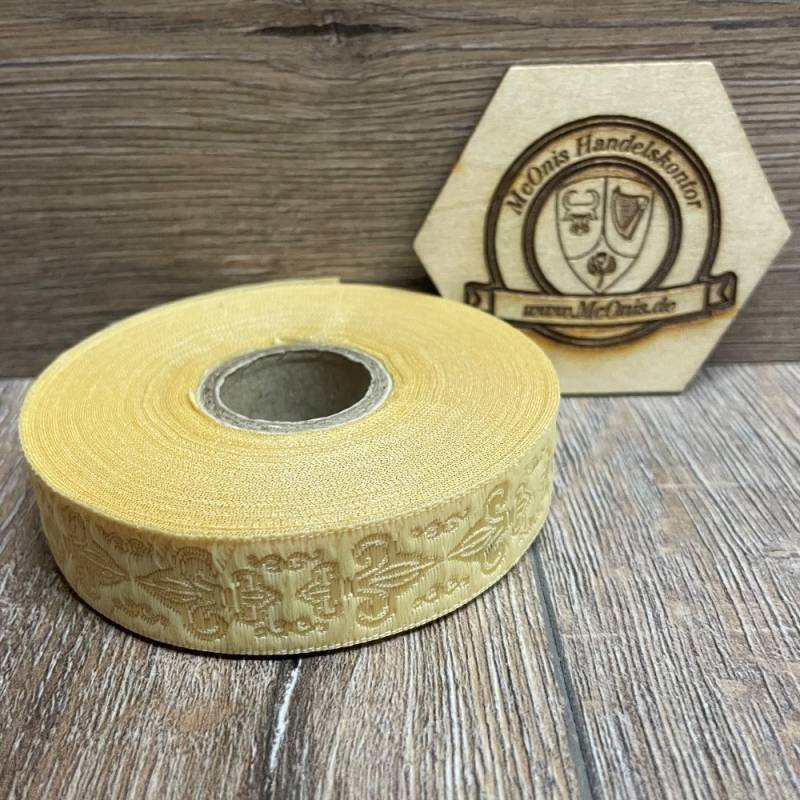 Borte französische Lilie  in mattgold-gold, 19 mm- Webborte zur Verzierung mittelalterlicher Kostüme und Larp Gewandungen
