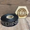 Borte Keltisch 4 in Marineblau-silber, 19 mm- Webborte zur Verzierung mittelalterlicher Kostüme und Larp Gewandungen