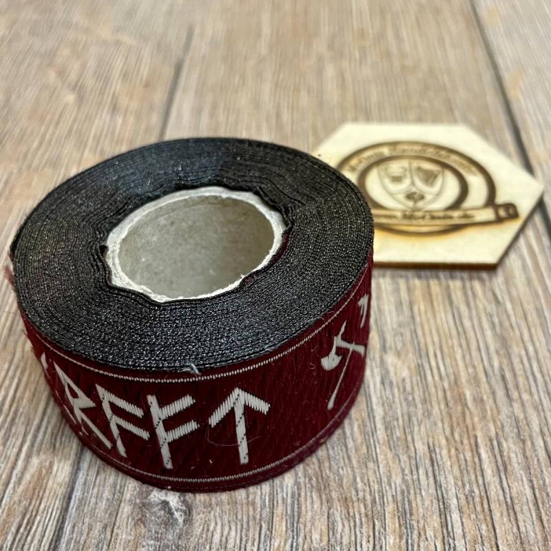 Borte "Kraft-Mut-Ehre" Futhark 33 mm, bordeaux-silber
