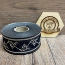 Borte Blumenranke 2 in marineblau-silber 33 mm- 10 m - Webborte zur Verzierung mittelalterlicher Kostüme und Larp Gewandungen