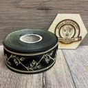 Borte Blumenranke 2 in schwarz-gold 33 mm- 10 m - Webborte zur Verzierung mittelalterlicher Kostüme und Larp Gewandungen