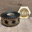 Borte Blumenranke 3 in Bordeaux-Gold 33 mm- 10 m - Webborte zur Verzierung mittelalterlicher Kostüme und Larp Gewandungen