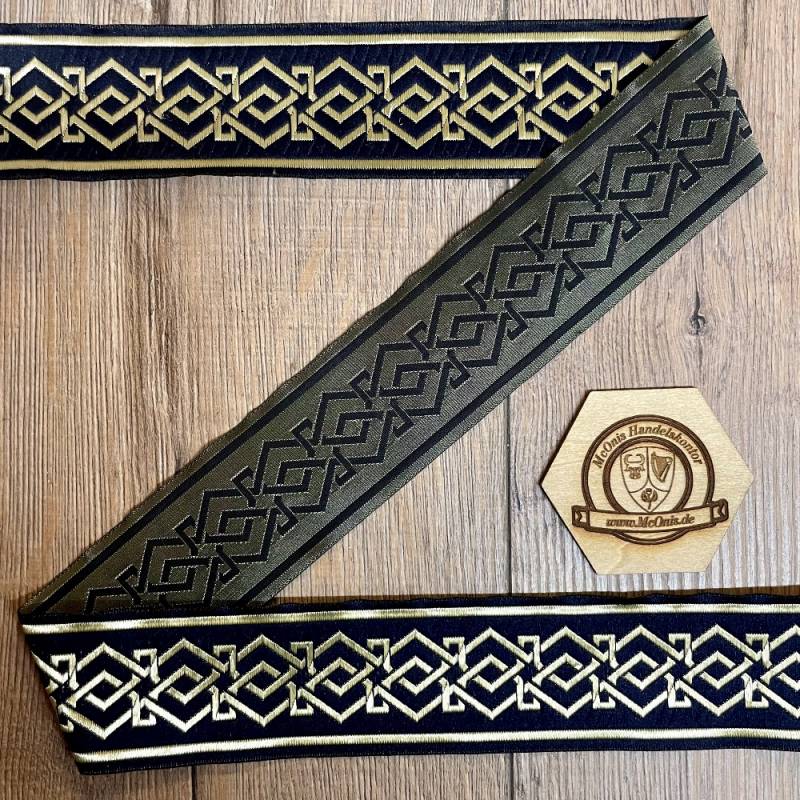 Borte "Zwergisch" marineblau-silber, 50 mm Breite, 10 m auf Rolle