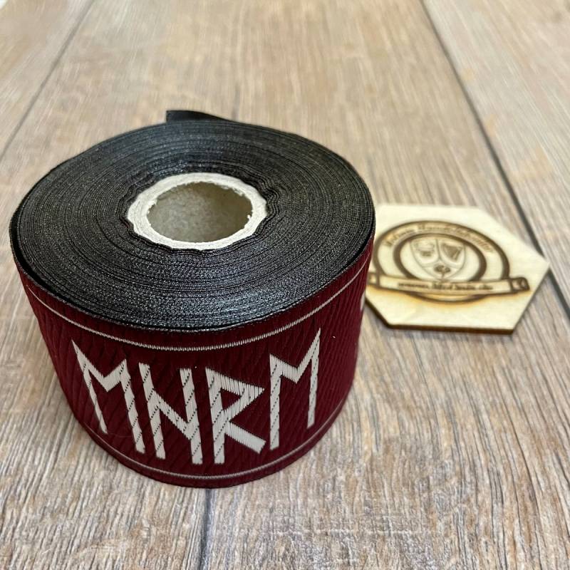 Borte "Kraft-Mut-Ehre" Futhark 50 mm, bordeaux-silber